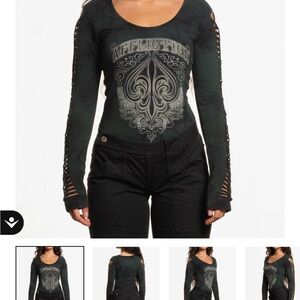 Affliction Women's Dark Green Long Sleeve Body Suit